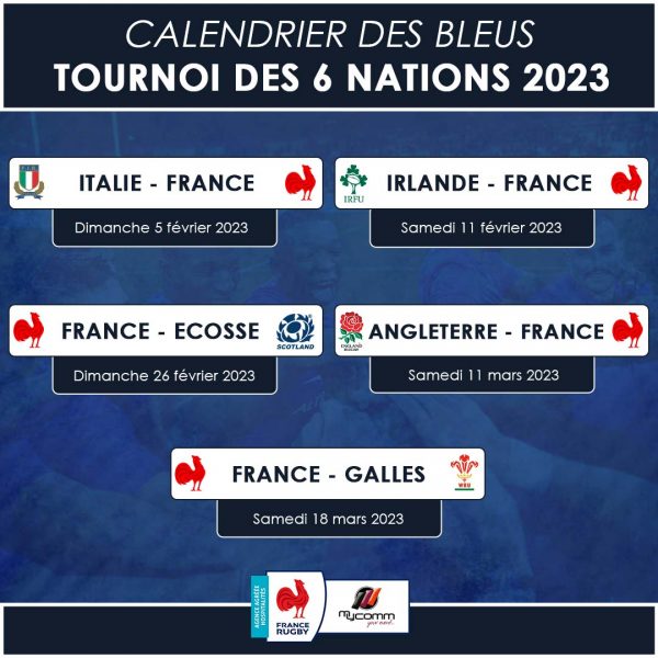 Calendrier Tournoi des 6 Nations 2023